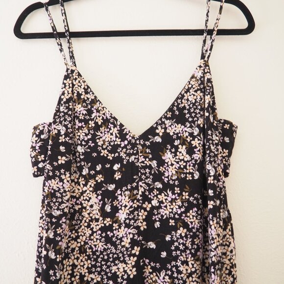 Lulus Chic Aspect Black Floral Backless Wide Leg Spaghetti Strap Jumpsuit sz S - Picture 7 of 9